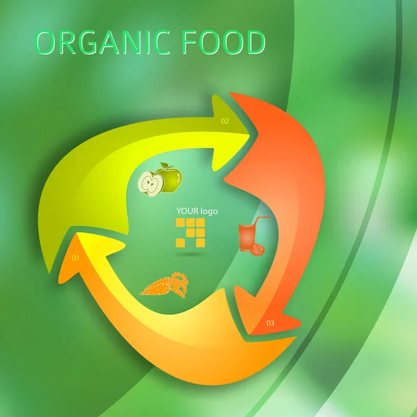 Portada de alimentos orgánicos folleto informe flecha concepto cycle02 — Vector de stock