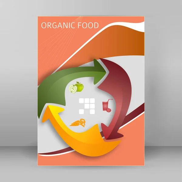 Portada de alimentos orgánicos folleto informe formato A4 concepto de flecha c — Vector de stock