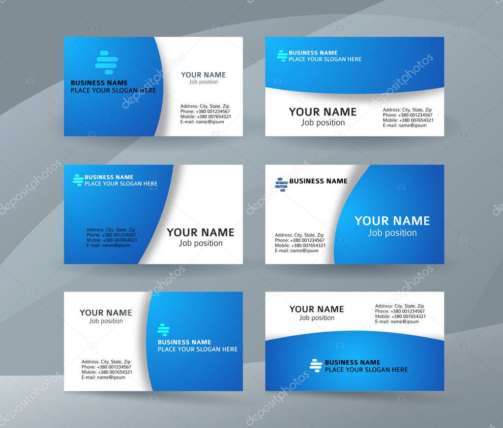 set of simple pattern business card layout sided blue03
