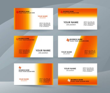 basit desen kartvizit düzen kümesi orange01 taraflı