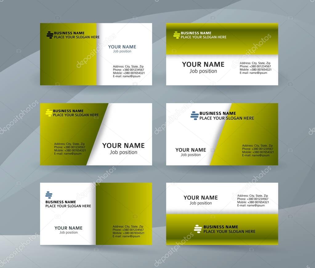 set of simple pattern business card layout sided green02