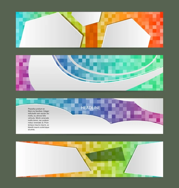 Set banner headline layout horizontal mosaico background01 — Vetor de Stock