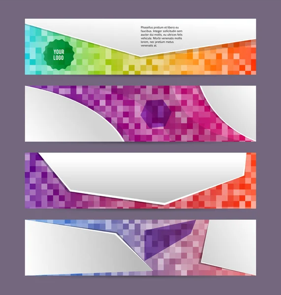 Set banner titular horizontal diseño mosaico fondos 02 — Archivo Imágenes Vectoriales