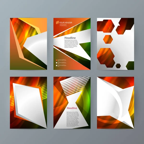 Set templates vertical brochura mockup quente brilho effect02 — Vetor de Stock