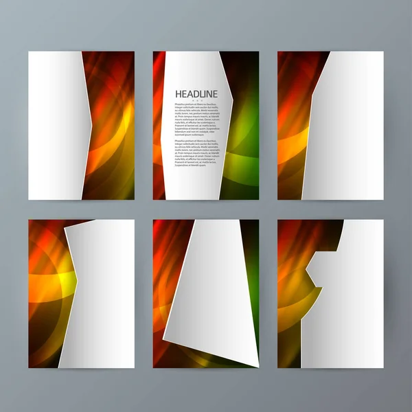 Définir des modèles vertical brochure maquette chaud effet de lueur 04 — Image vectorielle