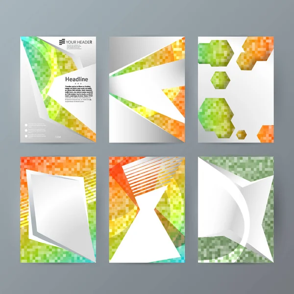 Set plantillas folleto vertical maqueta mosaico brillo effect02 — Vector de stock