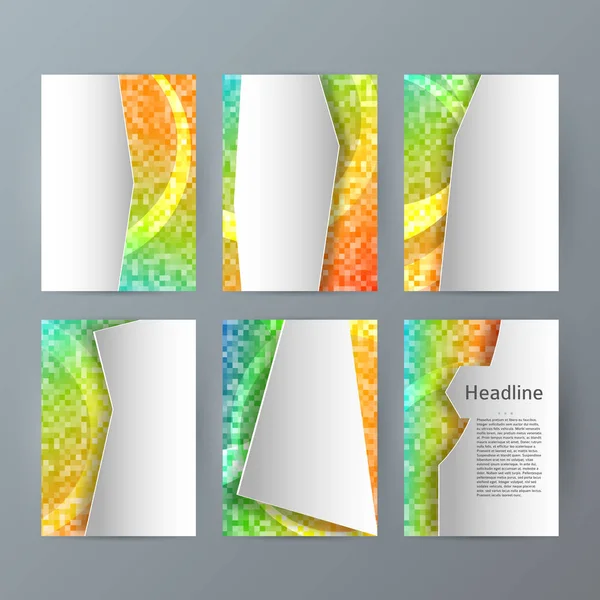Set Vorlagen Vertikale Broschüre Mockup Mosaik Glühen Effekte03 — Stockvektor