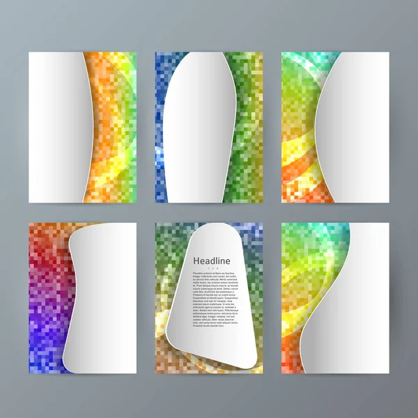 Set templates vertical brochura mockup mosaico brilho effect04 — Vetor de Stock