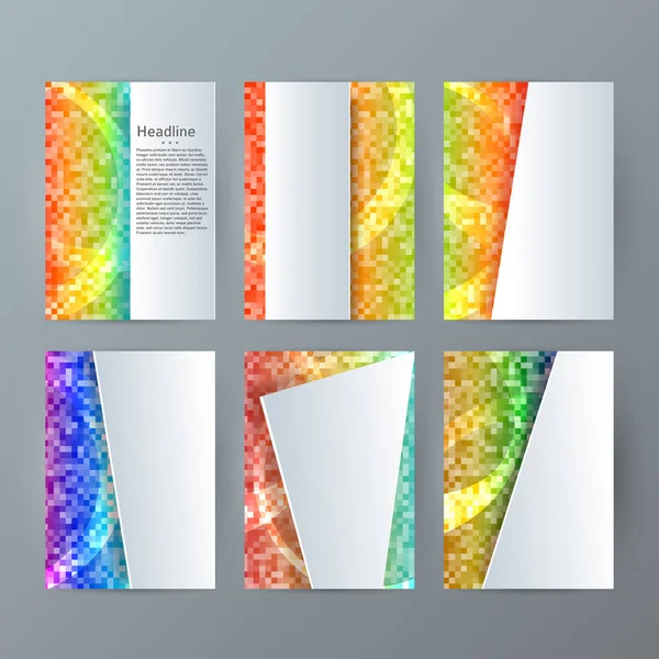 Set Vorlagen Vertikale Broschüre Mockup Mosaik Glow Effect05 — Stockvektor