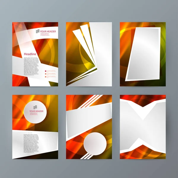 Set plantillas flyer vertical diseño resplandor effect01 — Archivo Imágenes Vectoriales