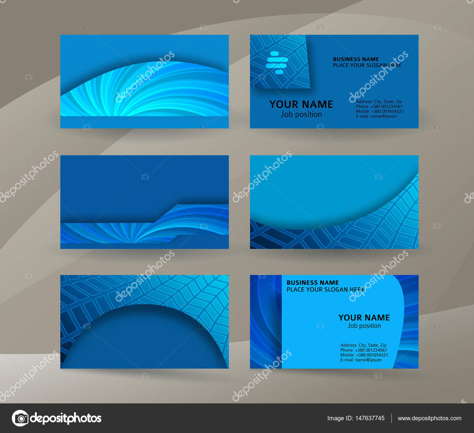 Business card background blue set of horizontal templates07 Stock Vector  Image by ©silvercircle #147637745