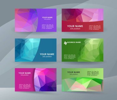 Kartvizit arka plan mavi üçgen mozaik yatay templat