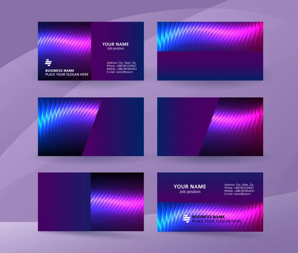 Business card bakgrunden blå magenta neon effect06 — Stock vektor