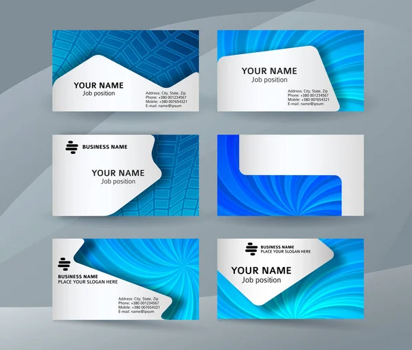 Business card bakgrunden blå uppsättning med horisontell templates02 — Stock vektor