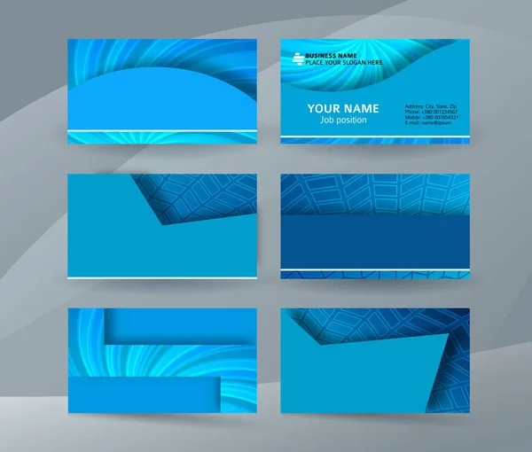 Tarjeta de visita fondo azul conjunto de plantillas horizontales04 — Archivo Imágenes Vectoriales