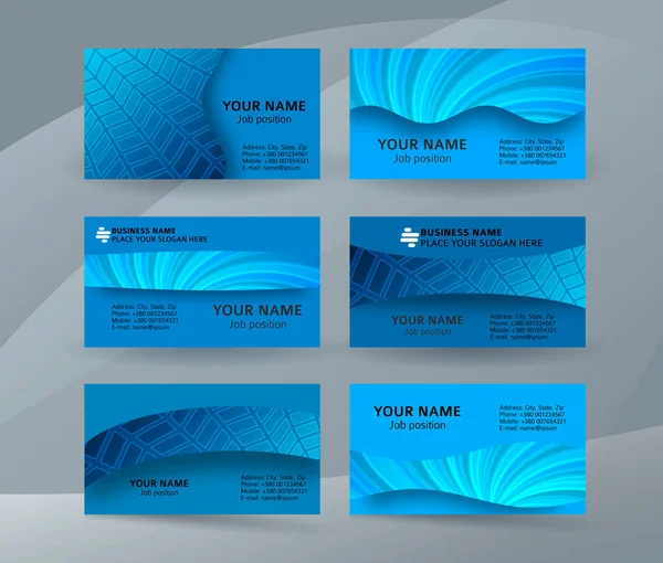 Business card bakgrunden blå uppsättning med horisontell templates10 — Stock vektor