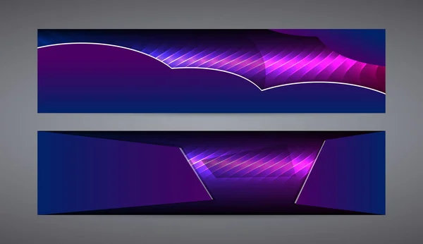 Horizontální web banner pozadí modré fialové neon effect01 — Stockový vektor