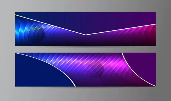 Banner web horizontal fondo azul púrpura efecto neón 05 — Vector de stock