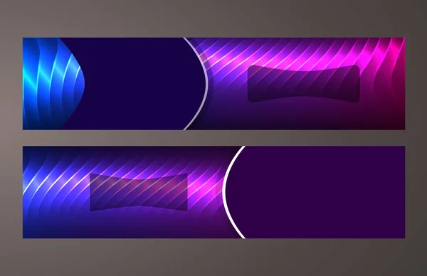 Horizontální web banner pozadí modré fialové neon effect09 — Stockový vektor