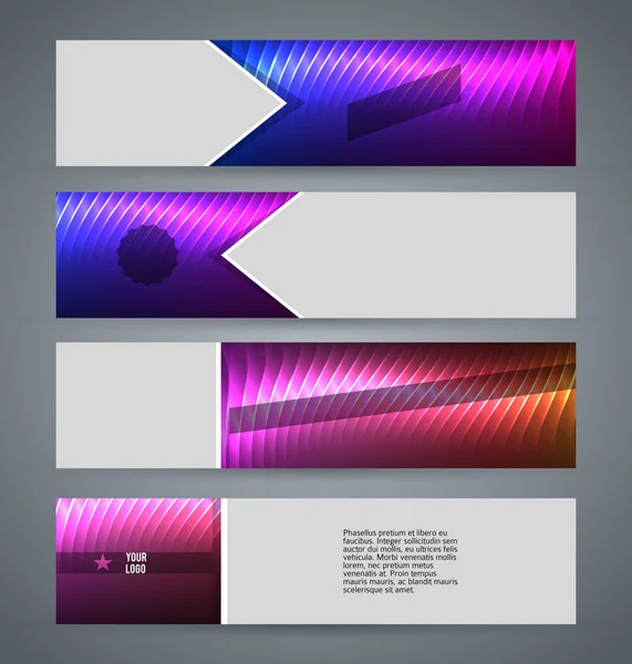 Horizontal web banner fundo azul roxo neon effect14 — Vetor de Stock