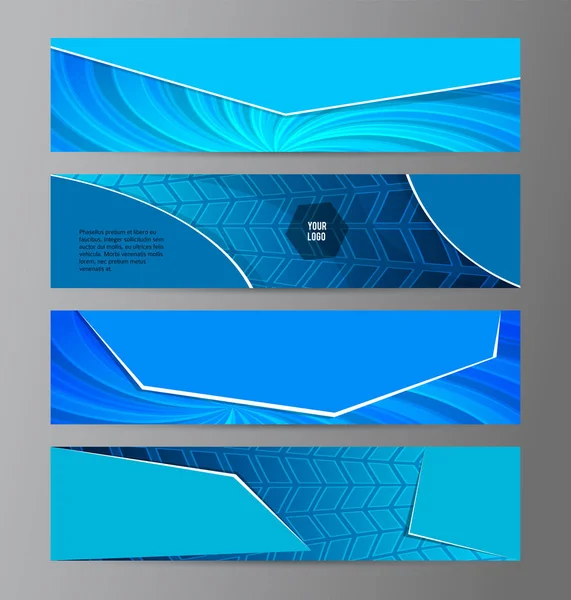 Horizontal web banner azul fundo conjunto template02 —  Vetores de Stock