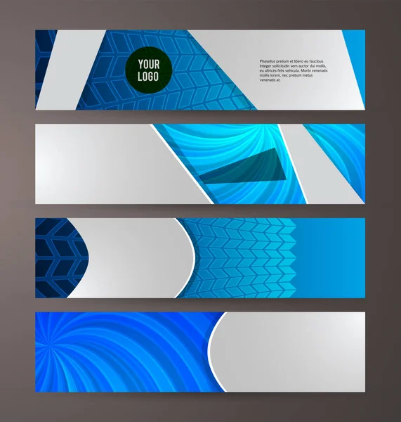 Horizontal web banner blau hintergrund set template08 — Stockvektor