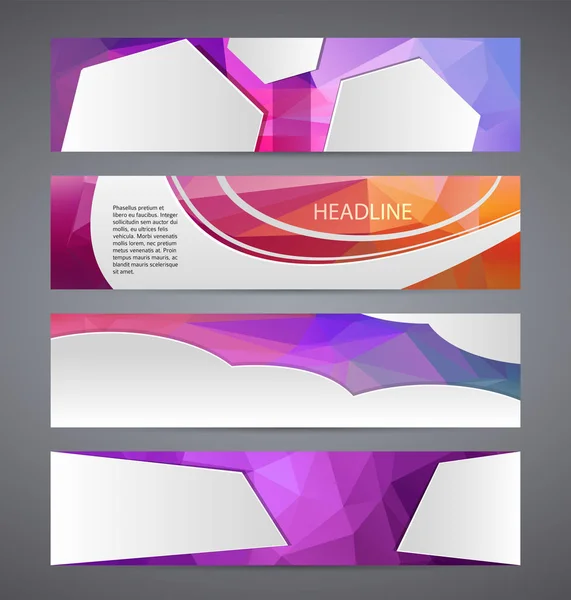 Horizontal banner web triângulo mosaico fundo conjunto template01 — Vetor de Stock