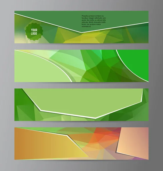 Horizontal web banner dreieck mosaik hintergrund set template04 — Stockvektor