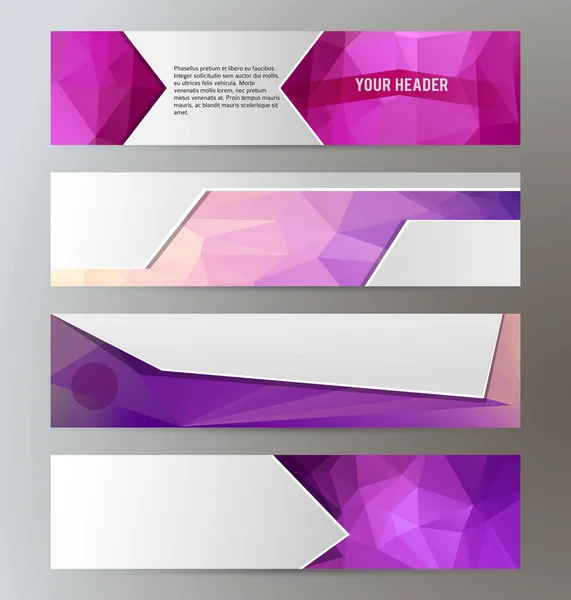 Horizontal web banner dreieck mosaik hintergrund set template06 — Stockvektor