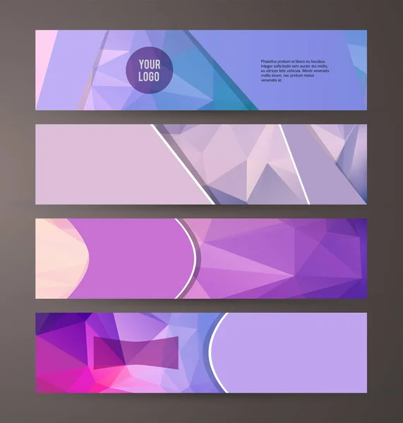 Horizontal web banner dreieck mosaik hintergrund set template08 — Stockvektor