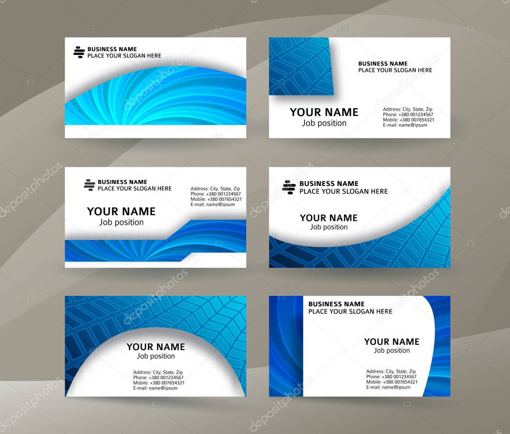  Business card background blue set of horizontal templates06