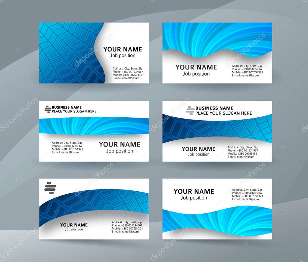 Business card background blue set of horizontal templates11