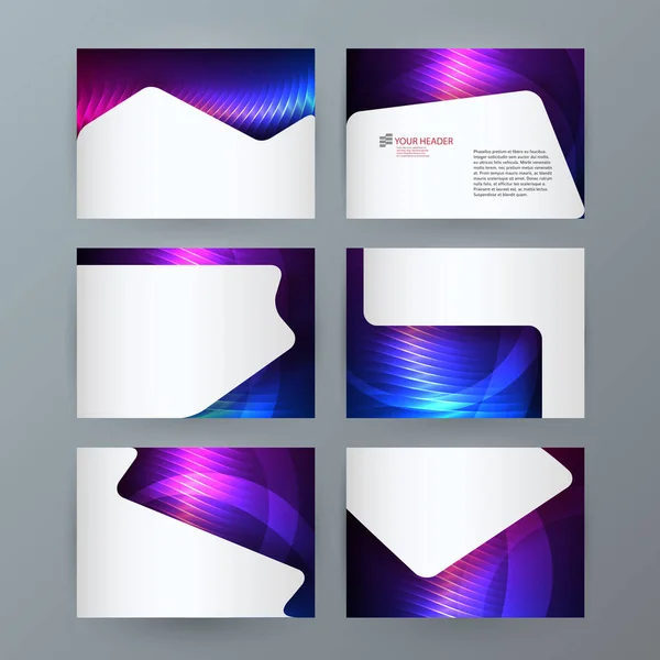 Plantilla de presentación powerpoint background aurora boreal neon e — Vector de stock