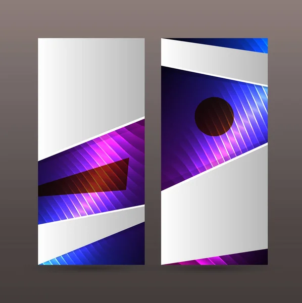 Establecer bandera vertical fondo azul púrpura efecto de neón 05 — Vector de stock