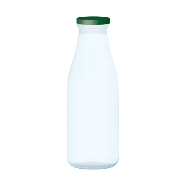백색 background1에 고립 된 전통적인 유리 우유 병 — 스톡 벡터