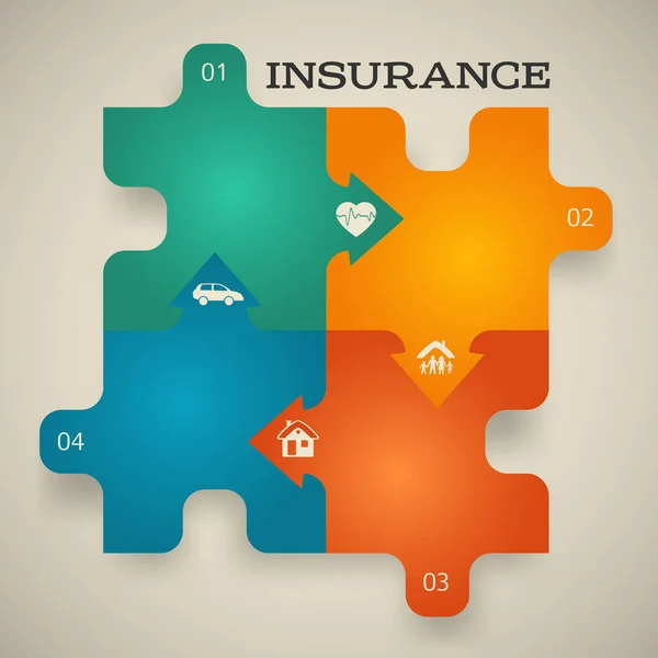 Insurance team infographic template puzzle style — Stock Vector