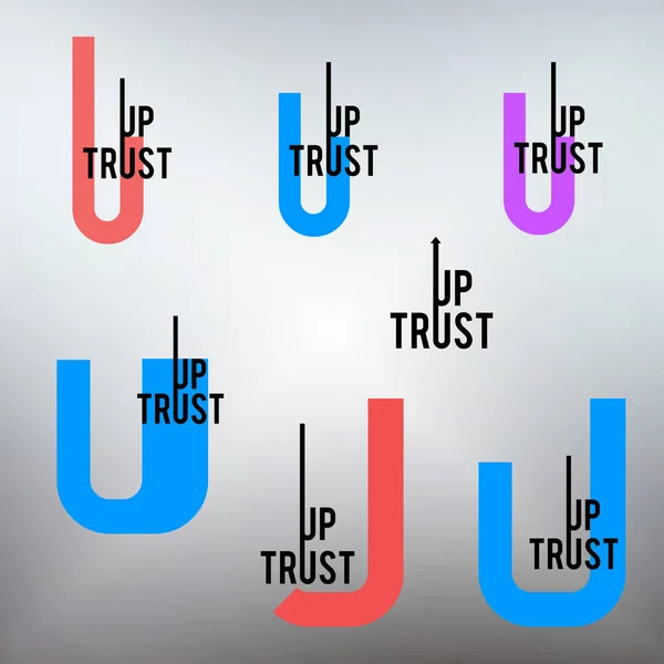 Trust up logo set with letter U — Stock Vector