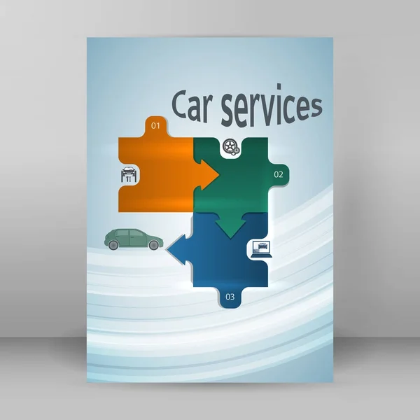 Car service concept viriant style puzzle — Stock Vector