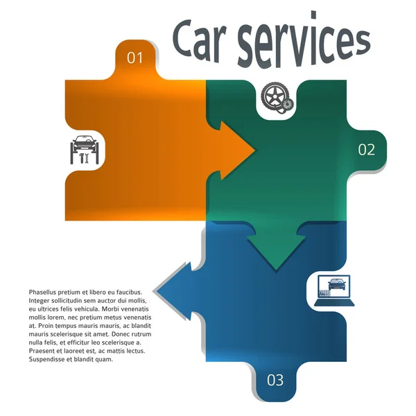 Car service concept viriant style puzzle02 — Stock Vector