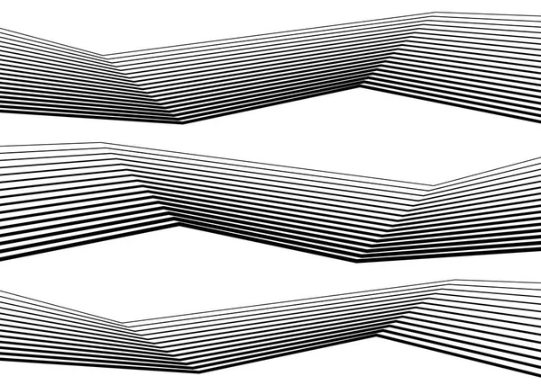 多くの平行な直線の折れ線 form24 デザイン要素を行します。 — ストックベクタ