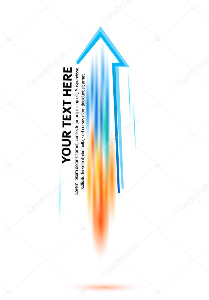 Abstract modern logo template with color arrow rocket. Flying, rushing activity. Vector illustration EPS 10. Design elements for your business presentations, advertising brochure, cover book
