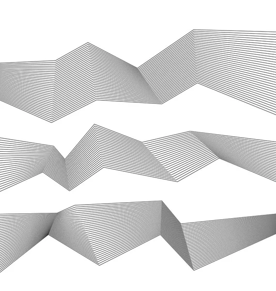 Gestaltungselement piligonal viele parallele Linien wellige Form14 — Stockvektor