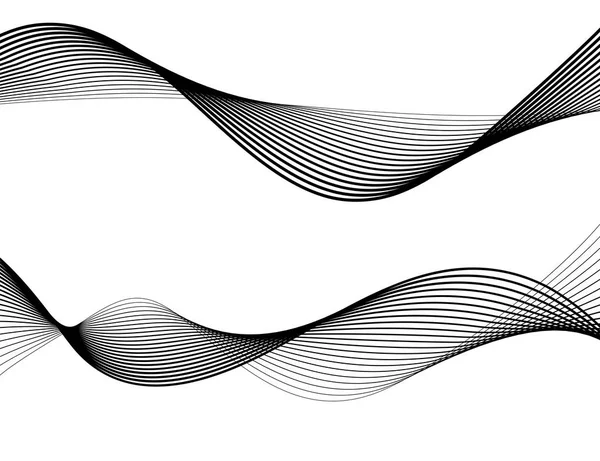 Elemento de diseño Onda muchas líneas paralelas onduladas de delgadas a gruesas 0 — Vector de stock