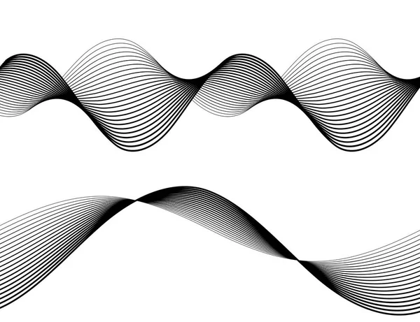 Элемент дизайна Волна много параллельных линий волнистые от тонкой до толстой 0 — стоковый вектор