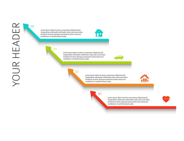 Estilo de diseño moderno plantilla de infografía diferentes tipos de insu — Vector de stock