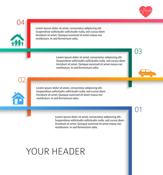 Estilo de diseño moderno plantilla de infografía diferentes tipos de insu — Vector de stock