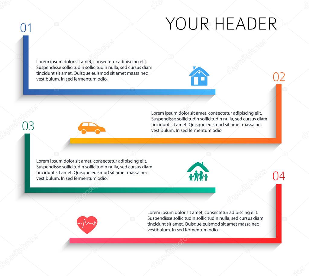 Modern Design style infographic template different kinds of insu
