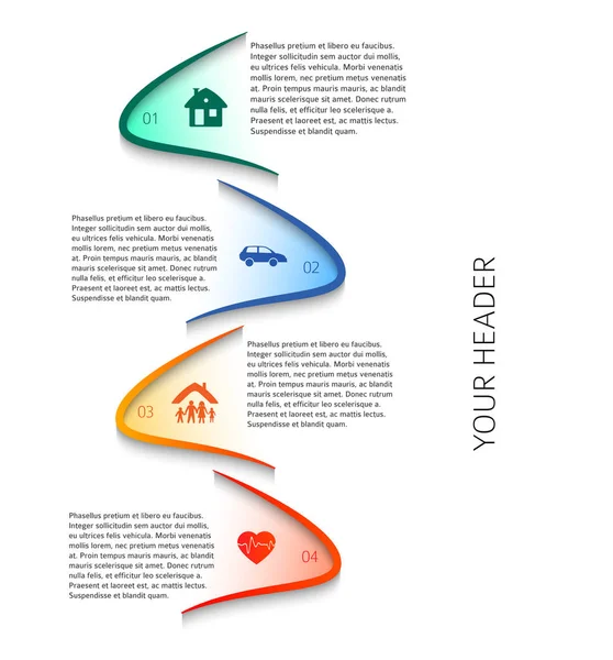 Estilo de diseño moderno plantilla de infografía diferentes tipos de insu — Vector de stock