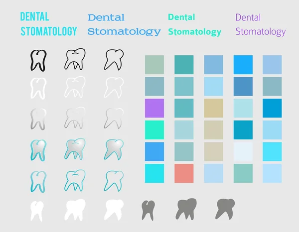 दंत संच डिझाइन घटक रंग शैली चिन्ह फॉन्ट — स्टॉक व्हेक्टर