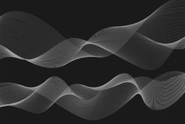 Elemento de diseño muchas líneas onduladas fondo negro03 — Archivo Imágenes Vectoriales